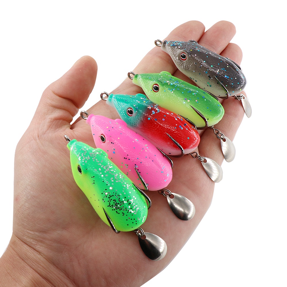 Umpan Pancing Soft Bait Bentuk Katak Panjang 5.5cm Berat 13g Dengan Kail