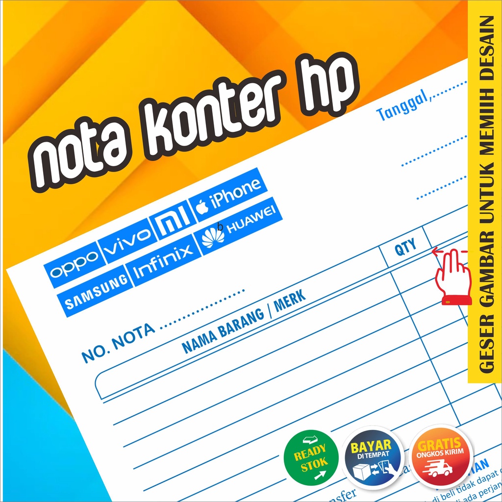 

Nota Kontan Konter Hp servis handphone isi 50 siap kirim 2 rangkap