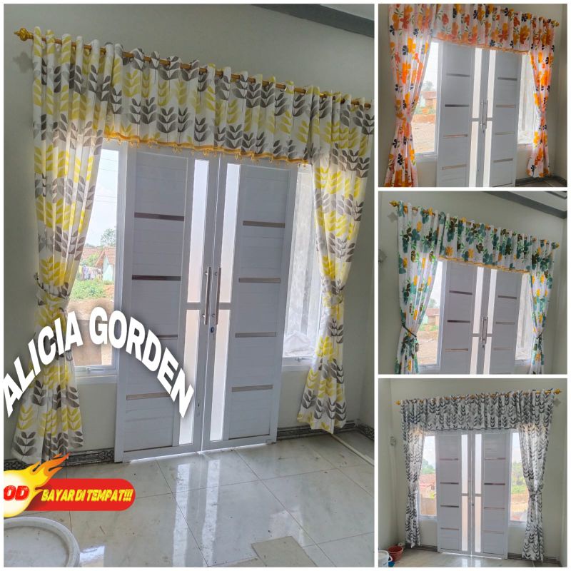 Satu set Gorden Poni Jendela Dan Pintu Tengah Ruang Tamu Minimalisl ebar 3meter Hordeng Rumbai Mewah