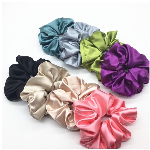 SCRUNCHIE JUMBO 15CM - Ikat Rambut Cepol Jumbo bahan SATIN dan SIFON PREMIUM - Warna Cantik