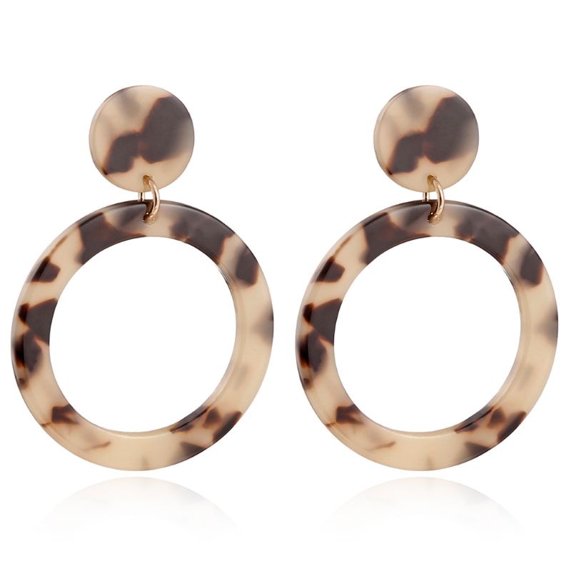 SIY  Leopard Earrings Acetate Earrings Geometric Round Brown Acrylic Drop Earrings