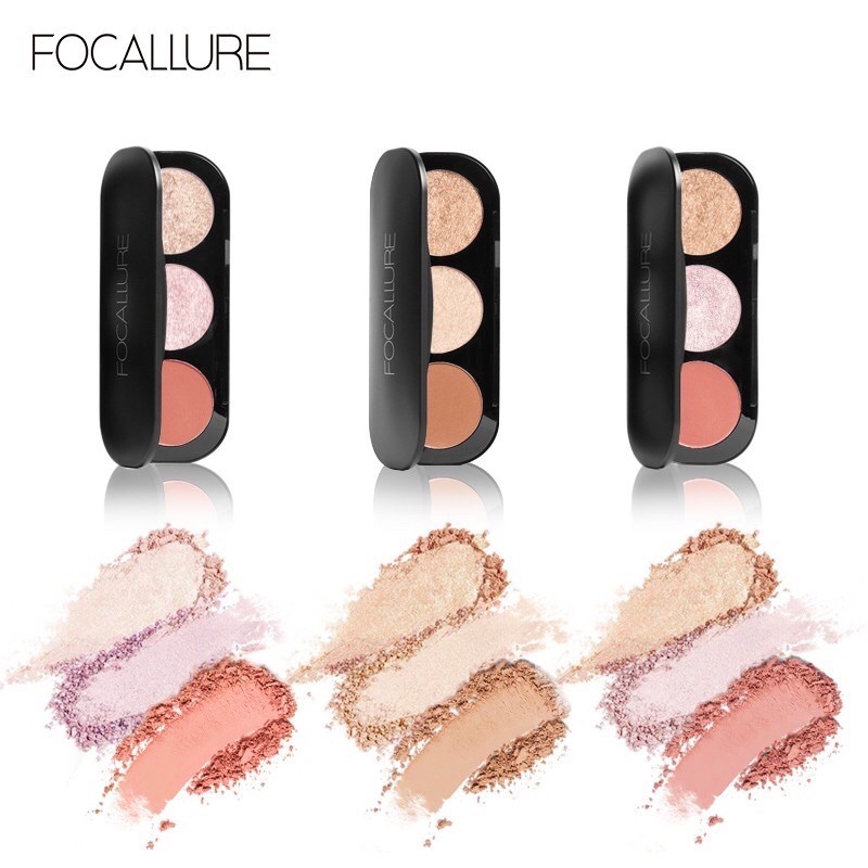 Focallure Trio Palette Highlighter / Blush On 3 Colors Powder FA26