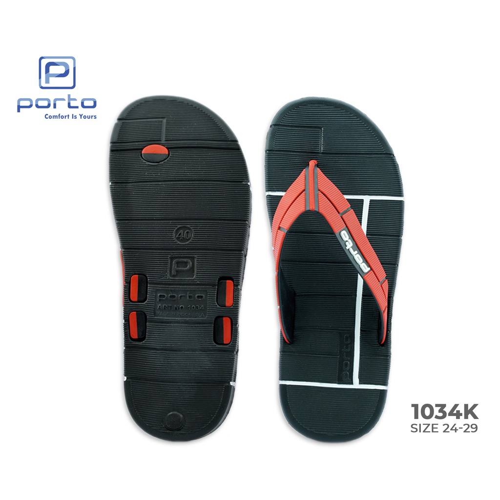 1034K -  Porto Leveling Sandal Jepit Anak Laki Size 24 - 29 Anti Slip Nyaman Awet Keren Original Terbaru