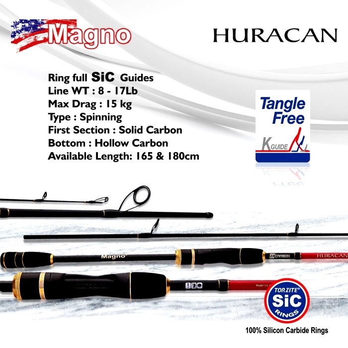 Joran Pancing Sambung Dua Magno HURACAN 165 180 Solid Carbon Untuk Galatama Kolam Sungai Danau Laut