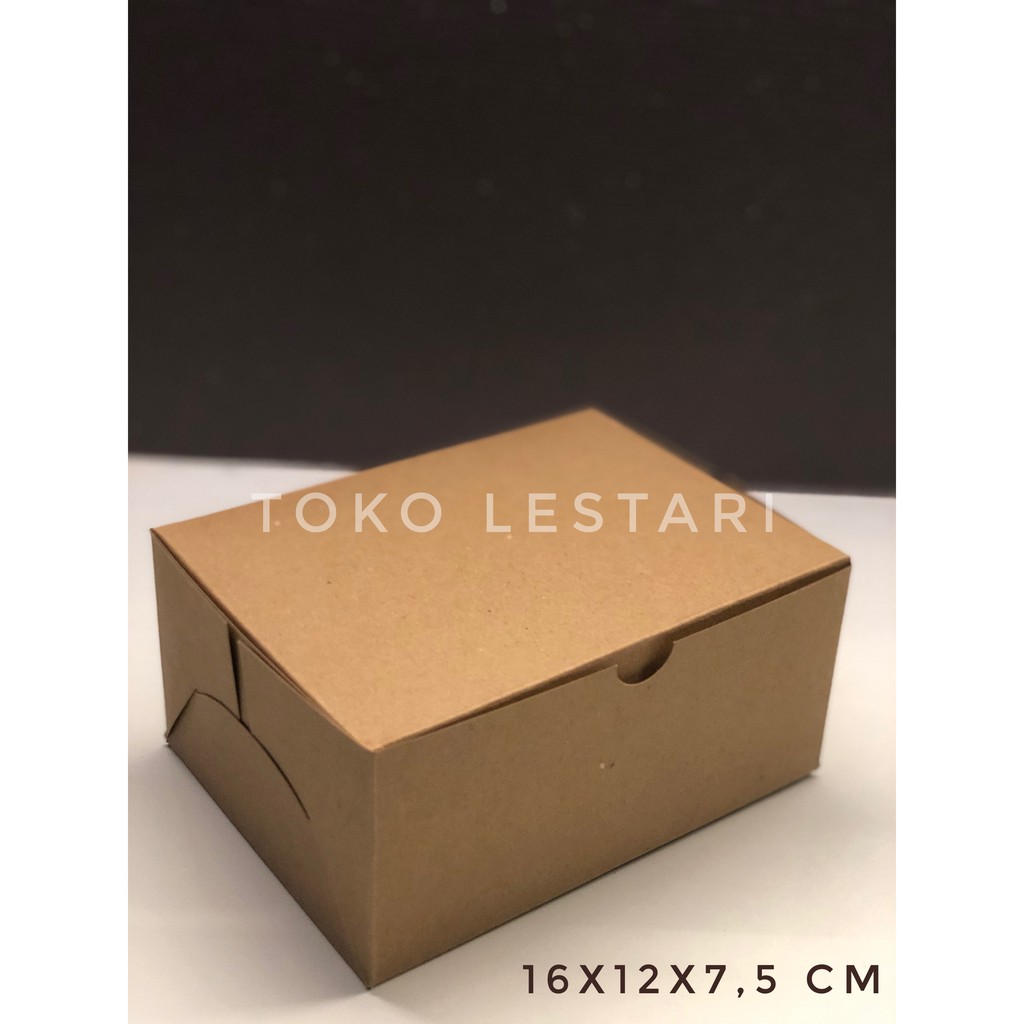 Jual Box Kraft Dus Coklat Kotak Packing Kue Roti Snack 16x12x7,5 cm