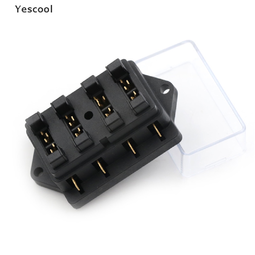 Yescool 4 Way Car Vehicle Circuit Standard ATC Automotive Blade Fuse Box Block Holder .