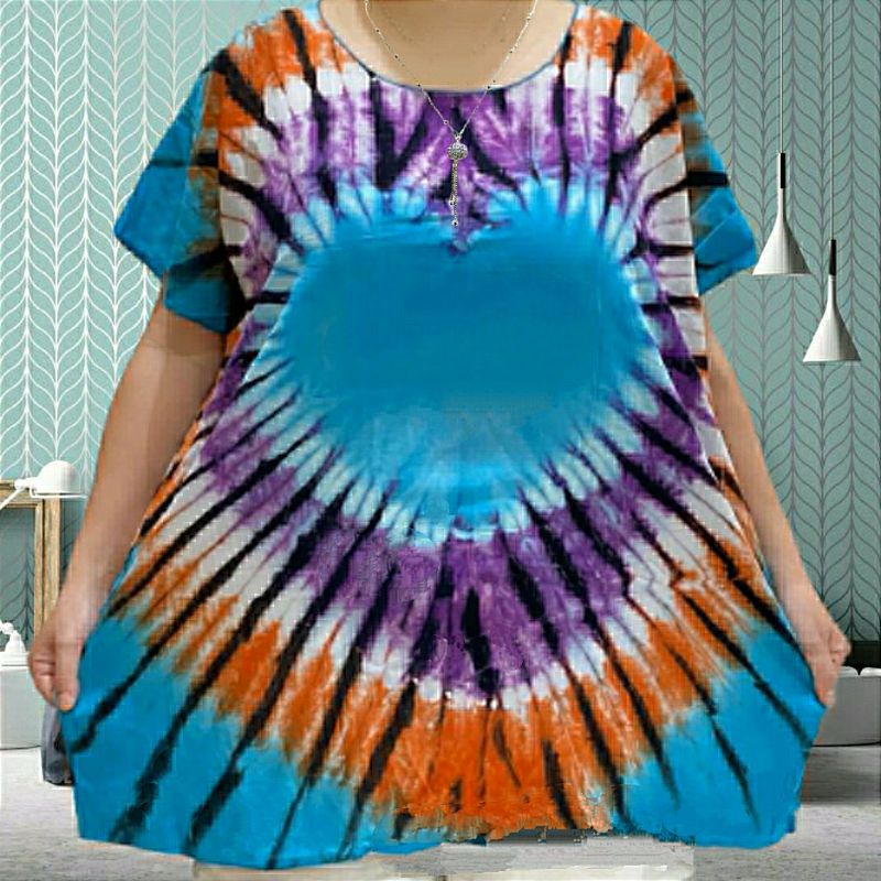 baju tie dye jumbo LD 140 BIG SIZE MOTIF LOVE bahan rayon berkwalitas