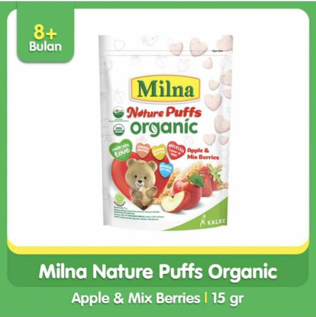 Milna Nature Puff Organic Pouch - 15gr (8+) / Cemilan bayi/ Milna snack