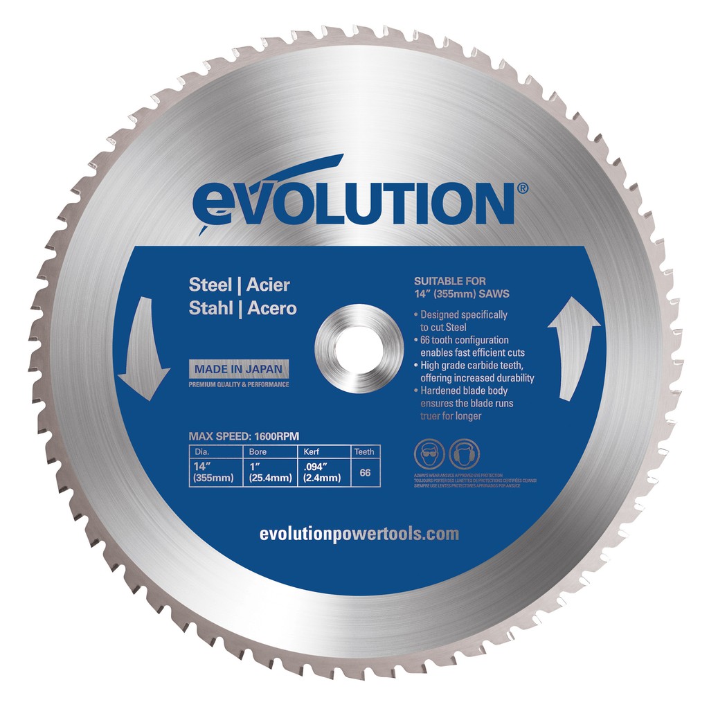 Circular Saw Blade EVOLUTION 355 mm Mata Pisau 14Inch Dry Cut TCT Potong Besi Steel