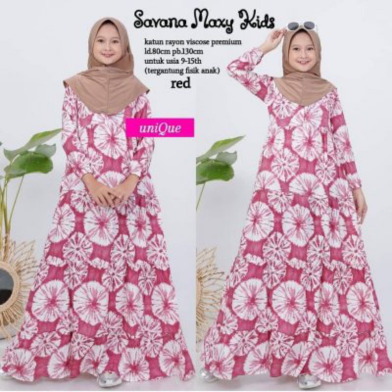 Savana Maxy kids ORI by unique / dress gamis anak remaja tanggung untuk usia 9-15 tahun