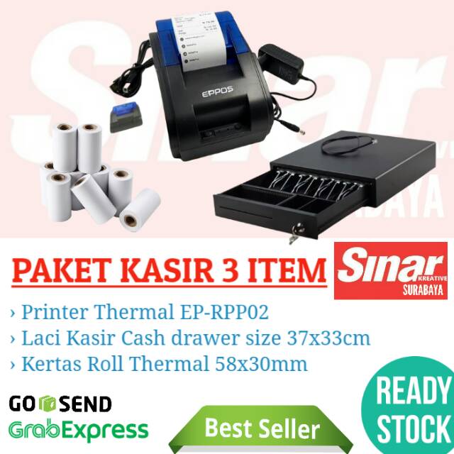 

PAKET KASIR 3 ITEM PRINTER THERMAL + CASH DRAWER + 1 ROLL KERTAS THERMAL