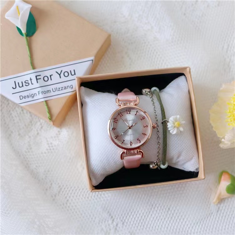 [Bayar Di Tempat] Jam Tangan Wanita Analog Quartz Strap Pu Leather Dial Bulat Korean Fashion