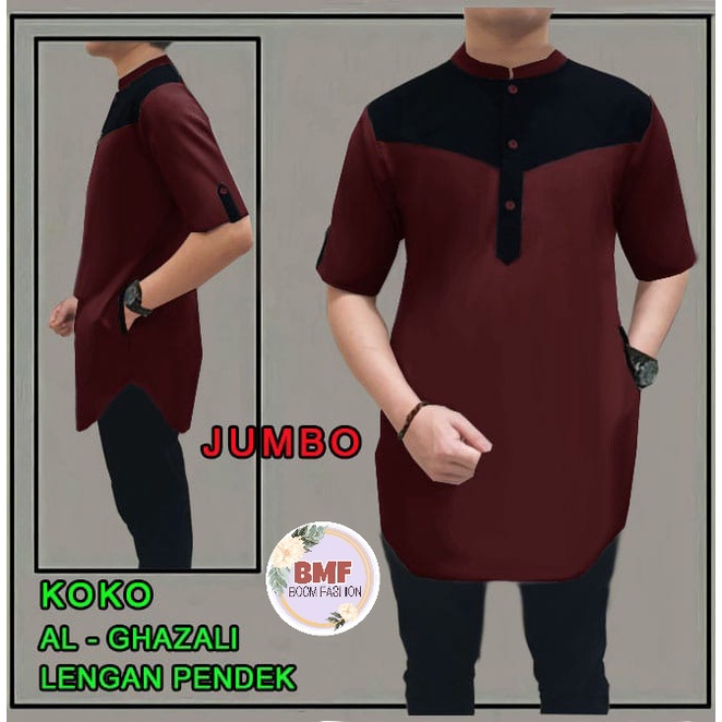 Baju Koko BOOM S,M,L,XL,XXL,3XL - KOKO GHAZALI LENGAN PENDEK JUMBO /BAJU KOKO PRIA JUMBO/ FASHION MU
