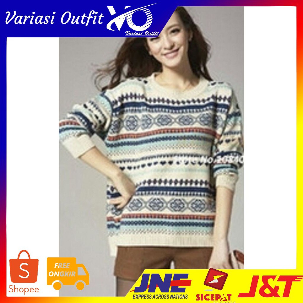 [Sweater love white RO] sweater wanita rajut putih