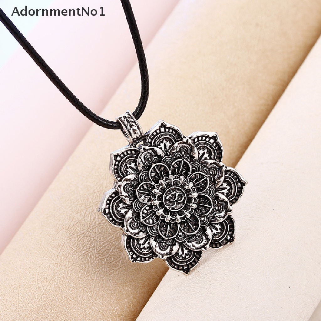 (AdornmentNo1) 1pc Kalung Rantai Pendan Jimat Pola Geometri Tibet Mandala Gaya Retro