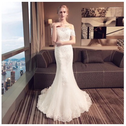 Gaun pengantin mermaid ekor renda wedding dress mermaid