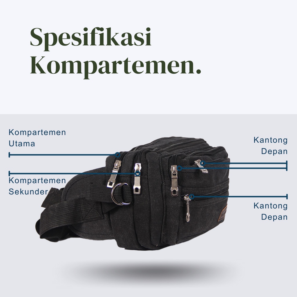 Tas Pinggang Pria Denim Kanvas - Waistbag POLO HUMMER