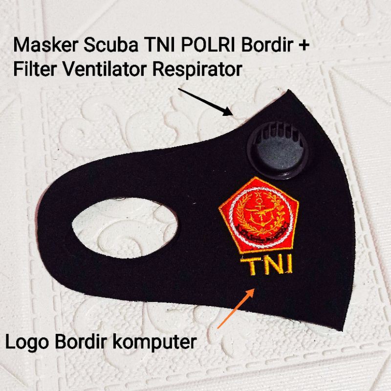 Masker Scuba TNI POLRI Bordir + Filter Ventilator Respirator