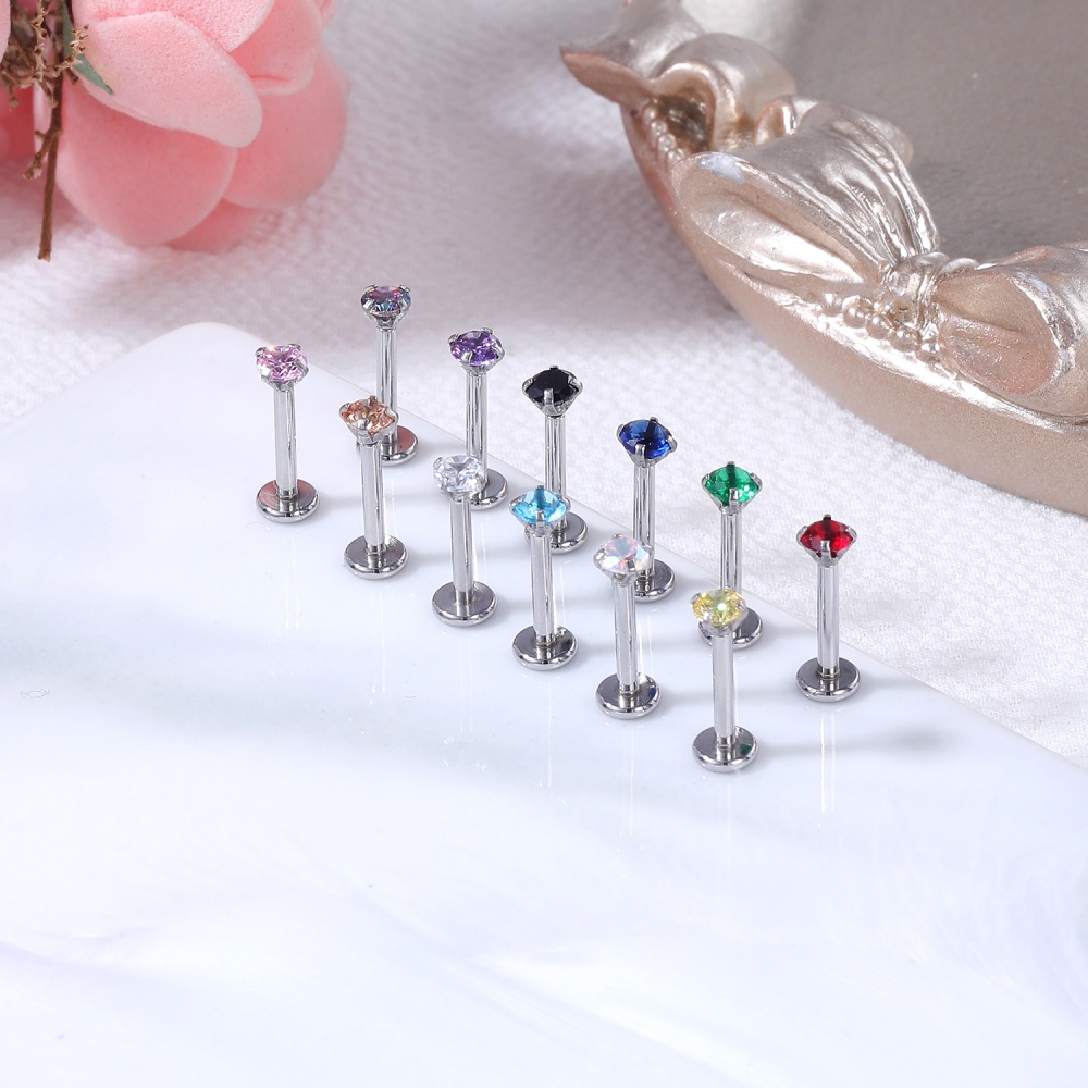 1 Pc Anting Tindik Bibir Bahan Stainless Steel Ukuran 2 / 3 / 4mm