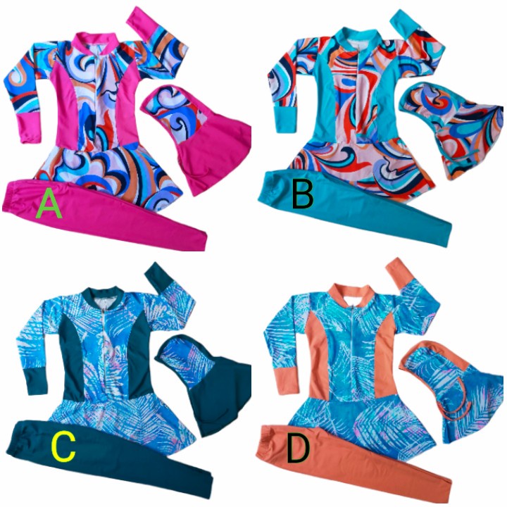 Baju Renang Muslimah Anak PAUD/TK Motif Cantik tergantung berat badan size ukuran M L XL