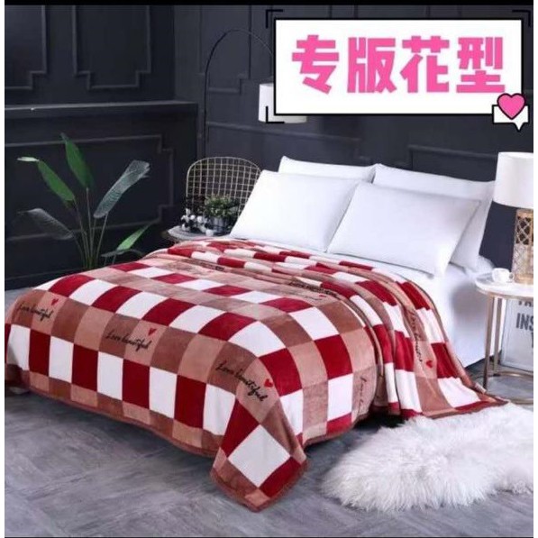 Selimut Bulu Halus Motif Dewasa  Aesthetic Atisashop Murah Berkualitas Lembut Uk135x190 New Arrival-Red Square