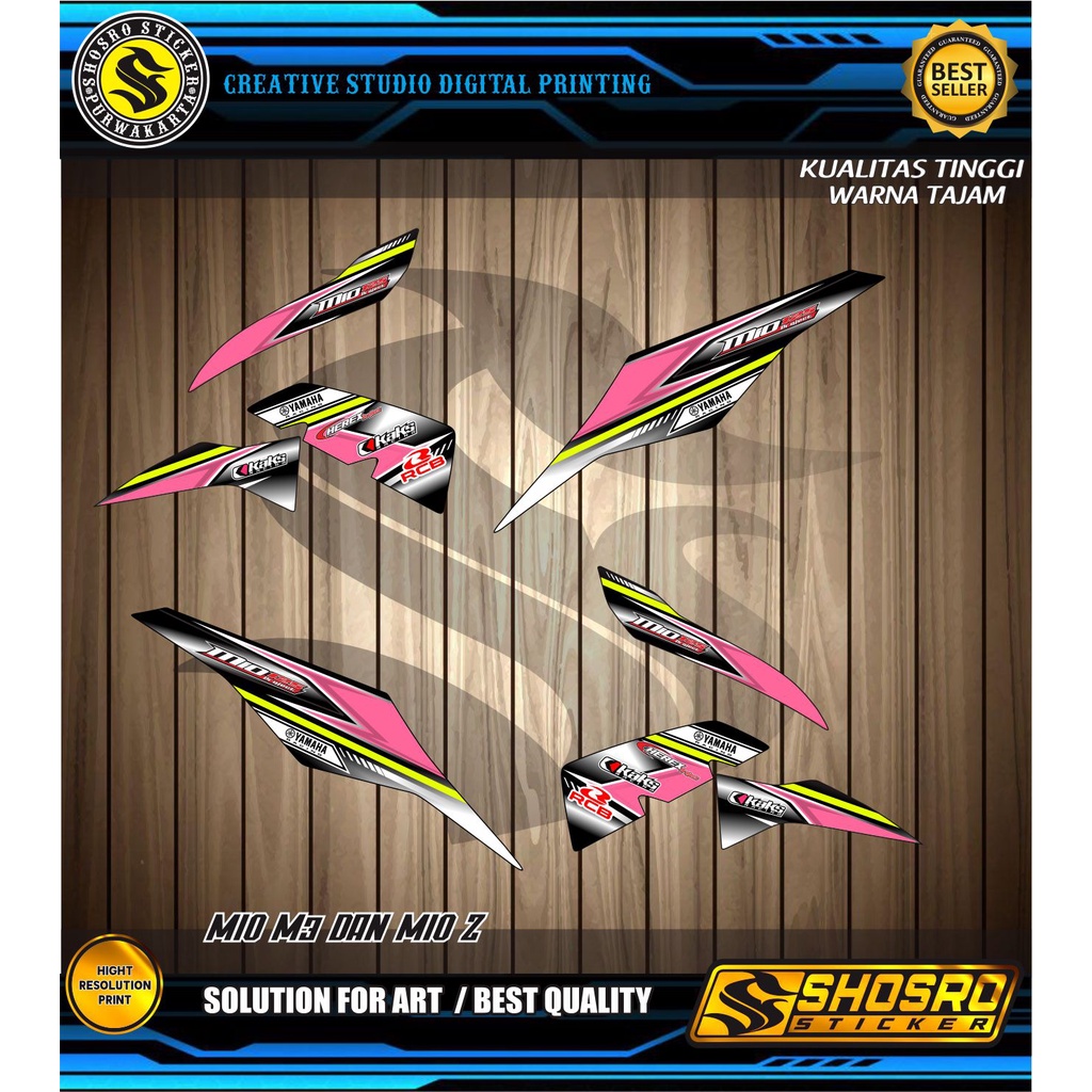 VARIASI STIKER COD-VARIASI MOTOR YAMAHA MIO M3 MIO Z STRIPING/STIKER RACING VARIASI PINK HITAM STRIP