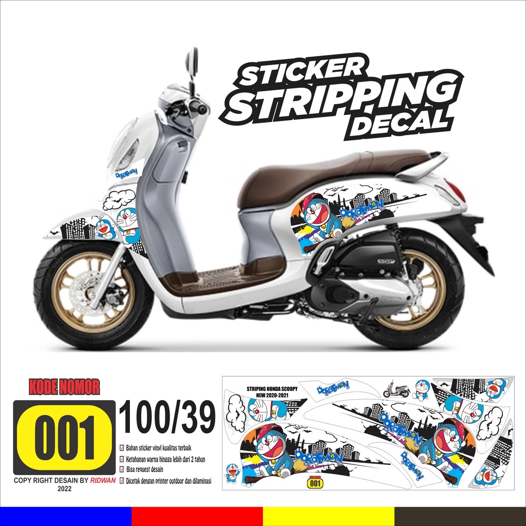 Sticker decal striping honda scoopy new 2020/2021 variasi doraemon printing laminasi