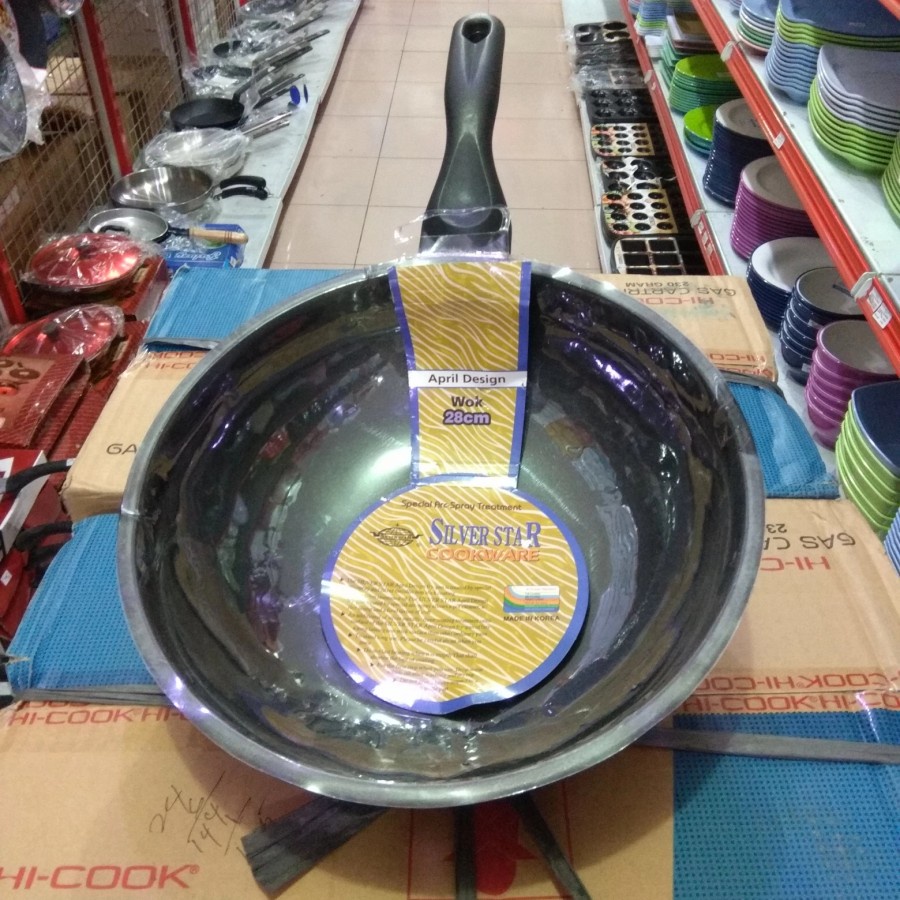 wok pan 28 cm teflon silverstar korea