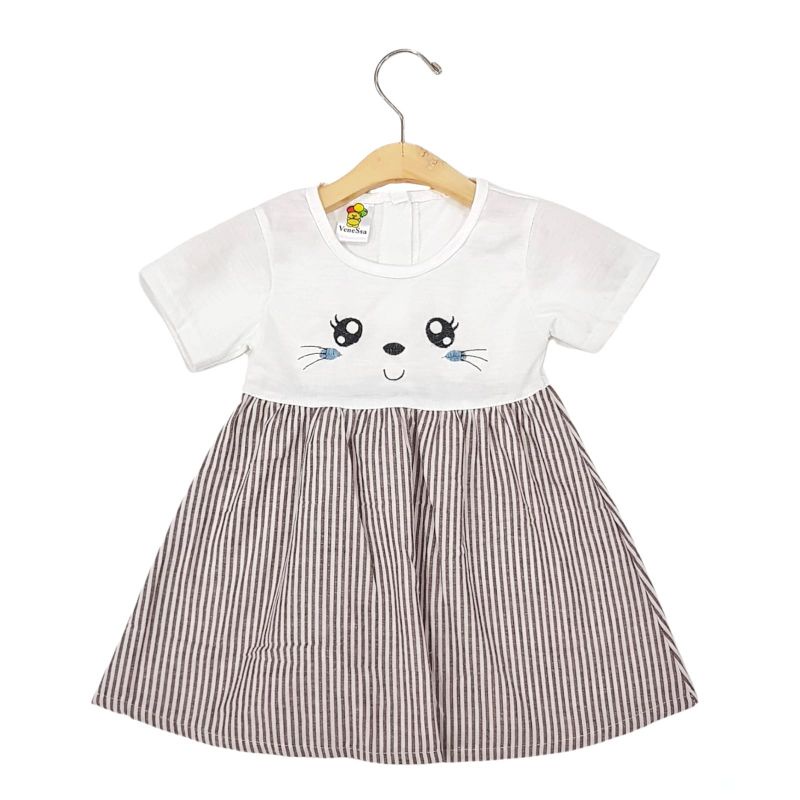 DRESS FASHION ANAK PEREMPUAN 1 TAHUN MOTIF CAT SALUR RANDOM WARNA