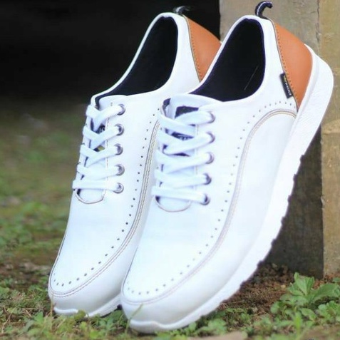 Enoz X Kiko - Sepatu Sneakers Putih Pria Casual Santai Formal Kerja Kuliah Sekolah Kulit Sintetix Original