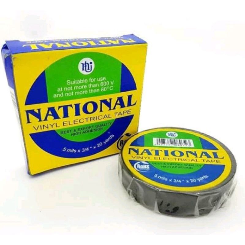 ISOLASI KABEL / LISTRIK HITAM NATIONAL 20 Yards Best Quality