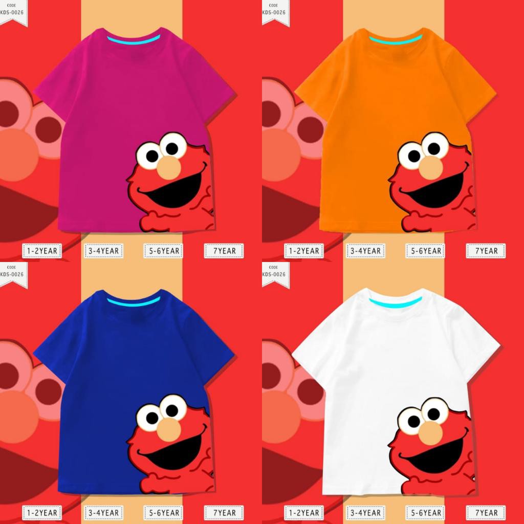 Baju Anak 1-8thn / Kaos Distro DTF Anak Laki Laki dan Perempuan / Unisex / Motif Elmo