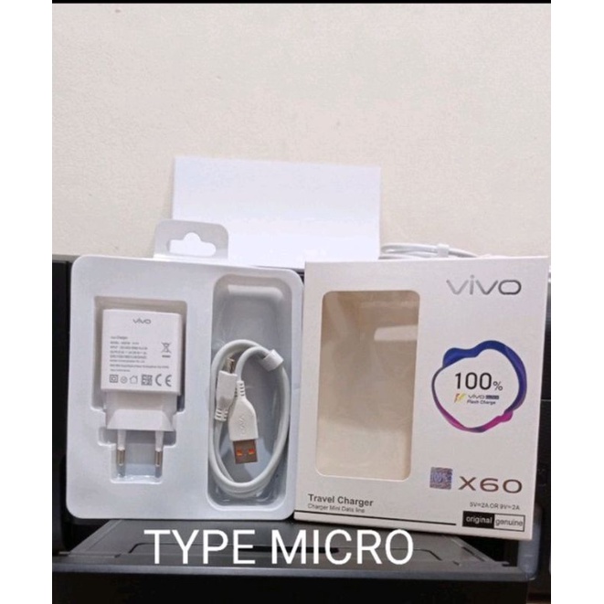 Charger Vivo X60 Original Dual Engine Fast Charging Dua Mesin Micro USB &amp; Type C