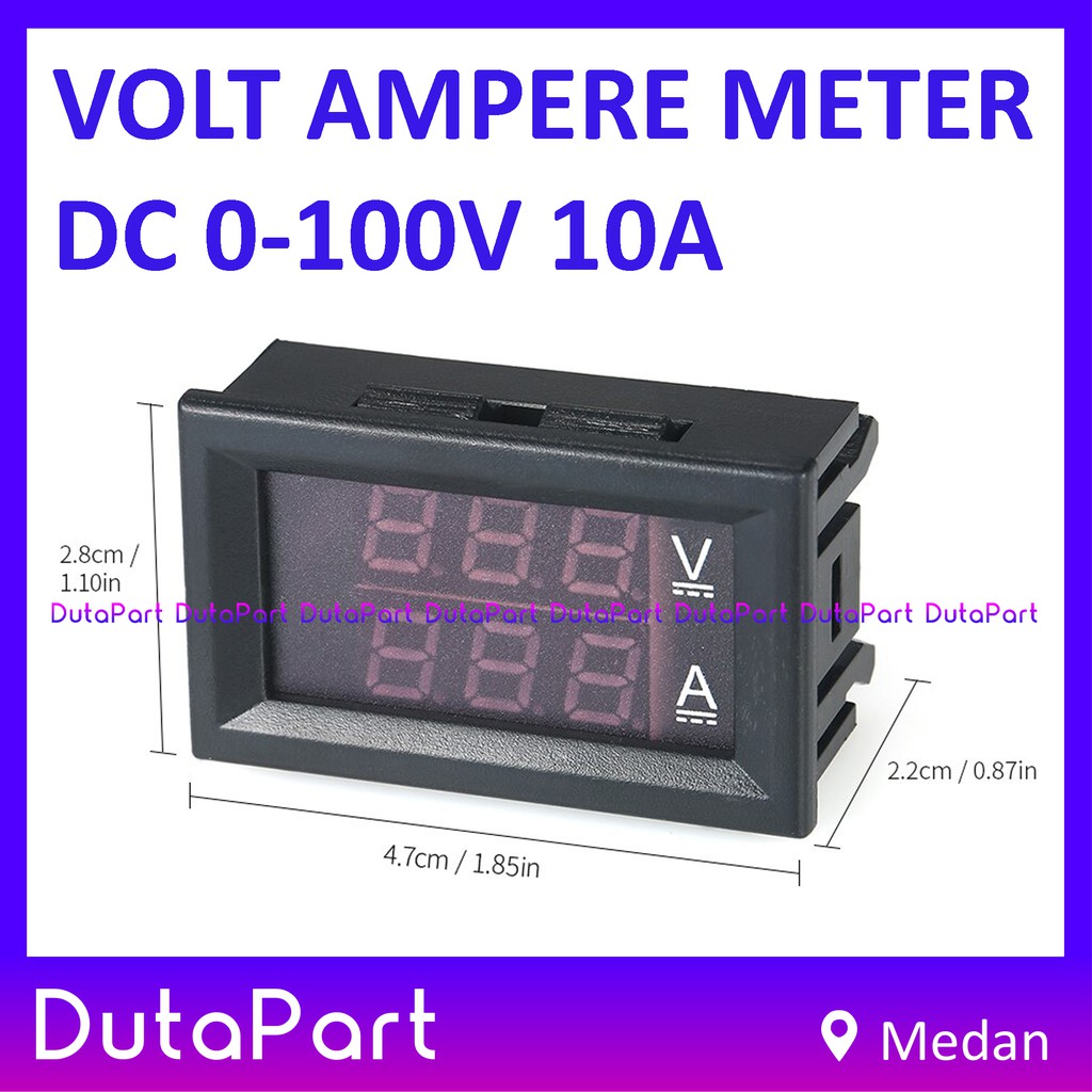 Dual Digital VoltMeter AmpereMeter DC 0V - 100V 10A Volt Ampere Meter