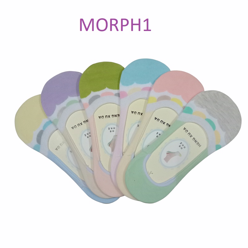 Kaos Kaki Pendek Wanita Invisible Korea Style Hidden 1Pasang (Bahan Katun)(Campur)-Random Morph1