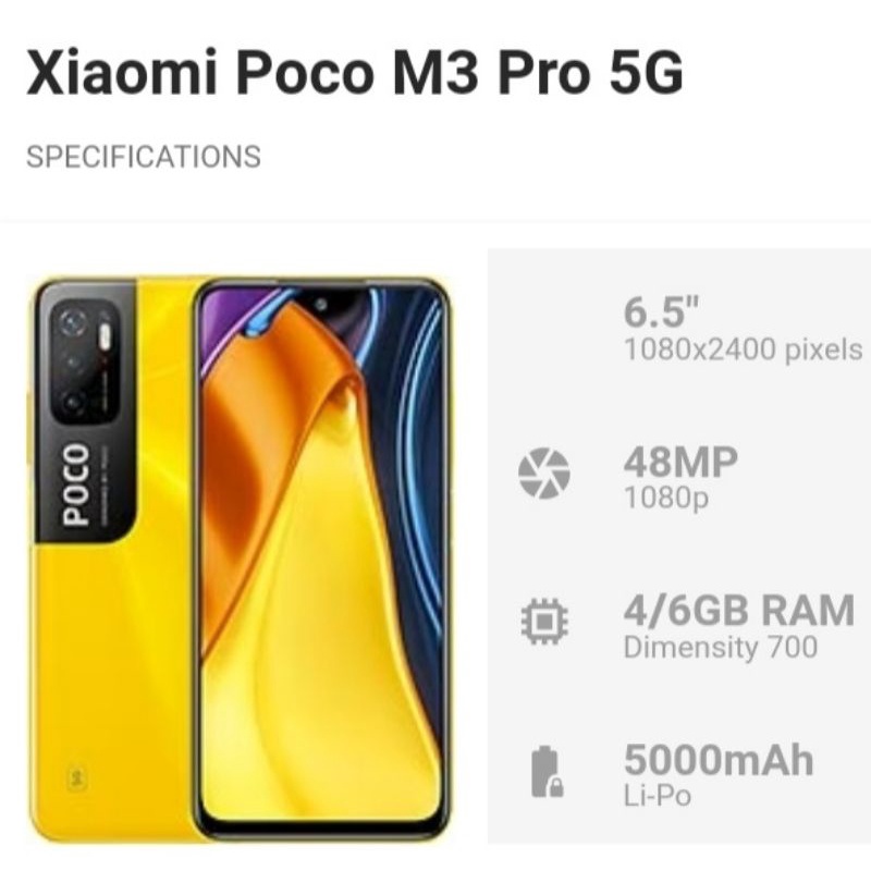 XIAOMI POCO M3 PRO 5G RAM 4GB ROM 64GB 4/64 GARANSI RESMI