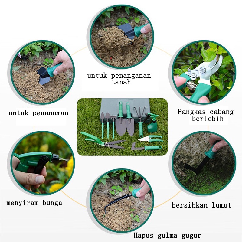 Alat Berkebun Kebun Taman Tanaman Sekop Set Garden Tool 10 pcs Dengan Koper