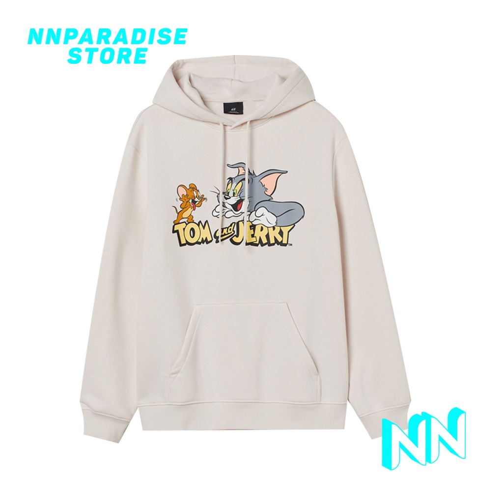 Jaket Hoodie H&M Tom & Jerry Light Beige Original Free PaperBag