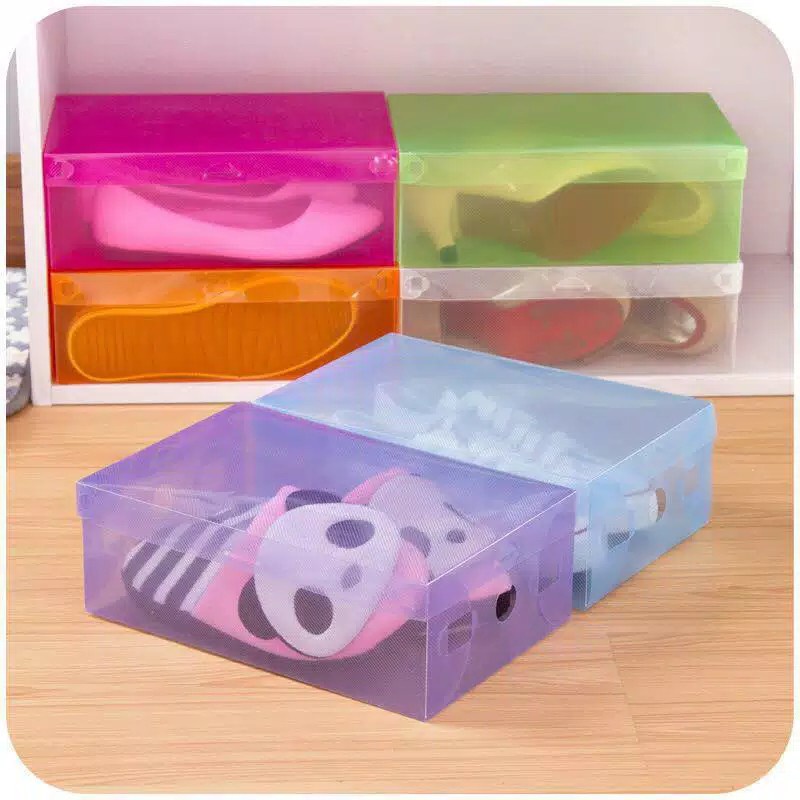 Grosir - H8080 Tempat Sepatu &amp; Sandal / Kotak Sepatu Transparan Warna Warni / Box Penyimpanan Sepatu / Shoes Box Import