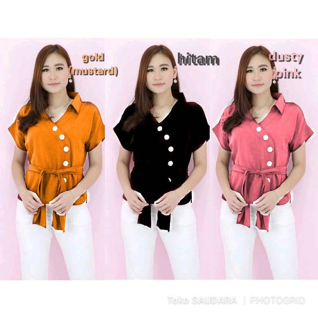 Blouse kemeja variasi kancing miring