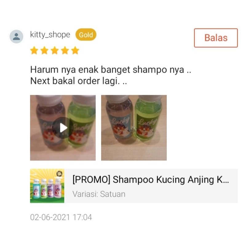 LUCKY 100 - Shampoo Kucing Anjing Kelinci ANTI KUTU &amp; JAMUR MURAH Kental Wangi 100 ml