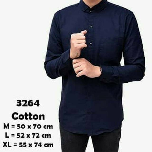  Kemeja  Panjang Polos  Kantor Slimfit Warna Biru  Navy Pria 