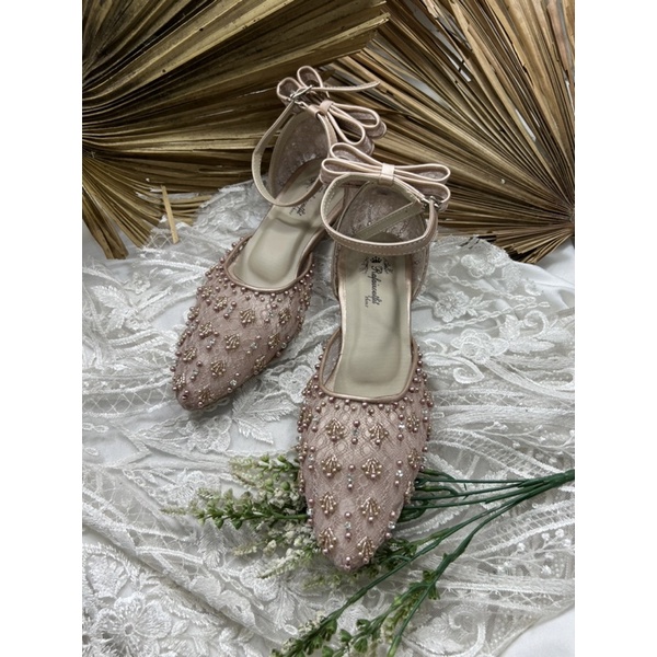 flatshoes wedding wanita pita marisa rosegold