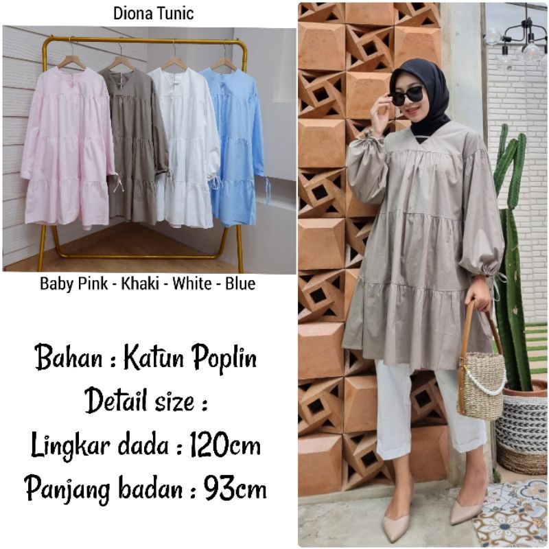 BJ Tunik Katun Poplin 1Wanita Terbaru Jumbo Ld 120 Diona Tunic