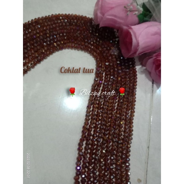 kristal ceko 6mm golongan biasa-coklat tua