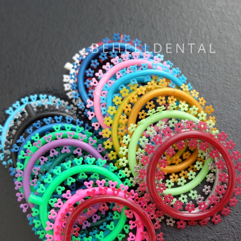 25 PICS KARET BEHEL GIGI MOTIF KARAKTER TEBAL - Mickey Mouse Kitty Flower - Ligature Ties Orthodontic Ortho Rubber - Karet Behel Bracket Dental- Behelldental