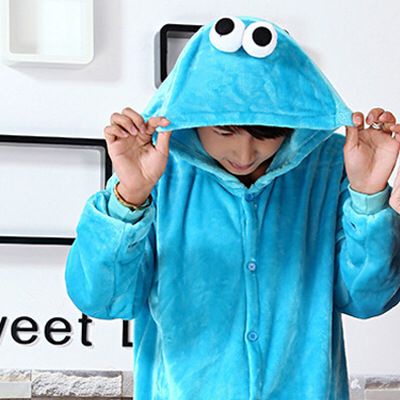 KOSTUM ELMO SESAME STREET COOKIE MONSTER ONESIE PIYAMA BAJU TIDUR IMPOR DEWASA