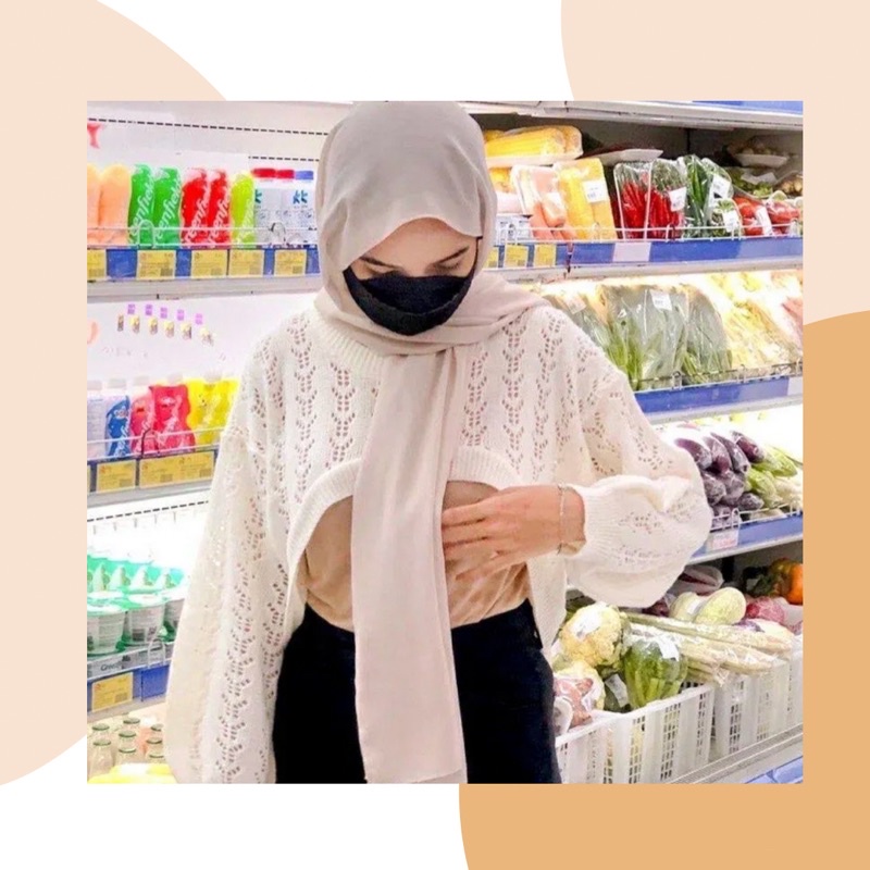 PRE ORDER - CARDIGAN RAJUT CROP LENGAN BALON