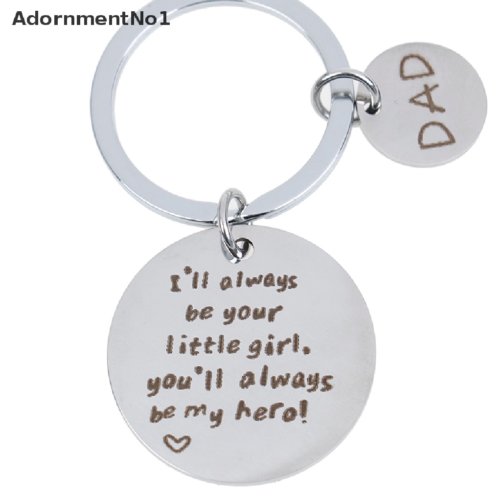 (AdornmentNo1) Gantungan Kunci Stainless Steel Motif Tulisan You Will Always Be My Hero Untuk Hadiah Hari Ayah