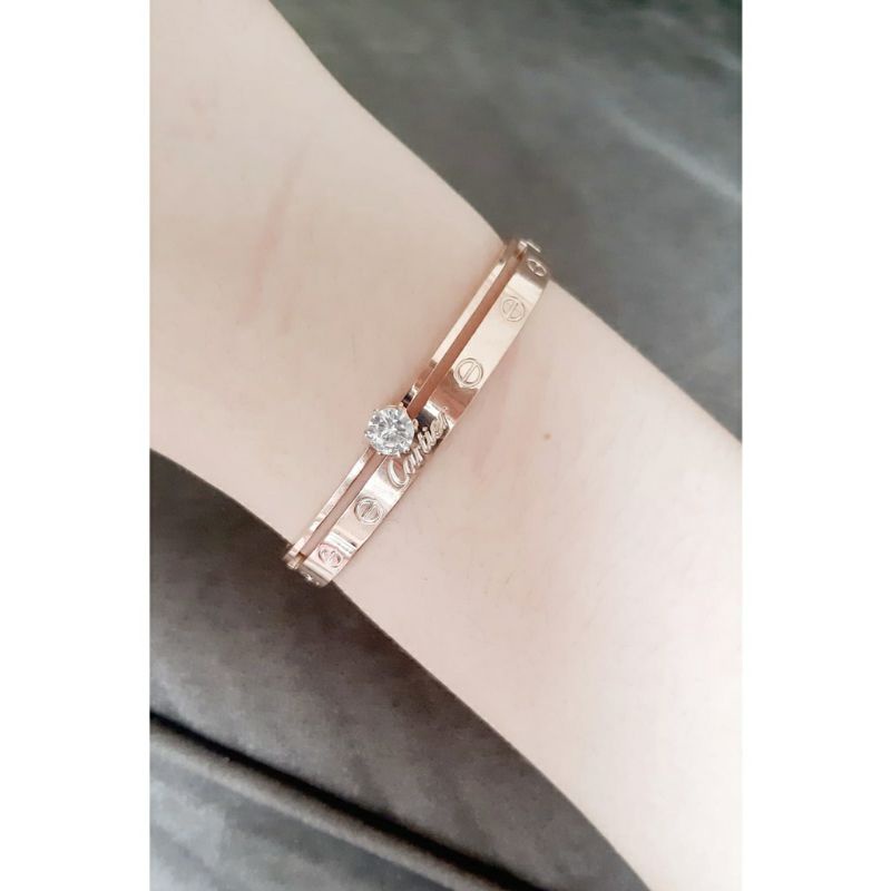 GG Gelang Bangle Car**tier Belian Titanium Stainless Steel 316L#GB-104Berlian